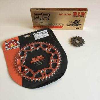 Kettingkit Motomaster tandwiel oranje met DID ERT Ketting
